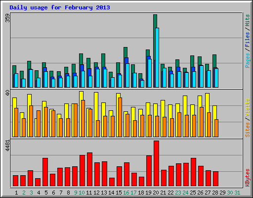 Daily usage for February 2013
