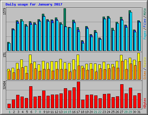 Daily usage for January 2017