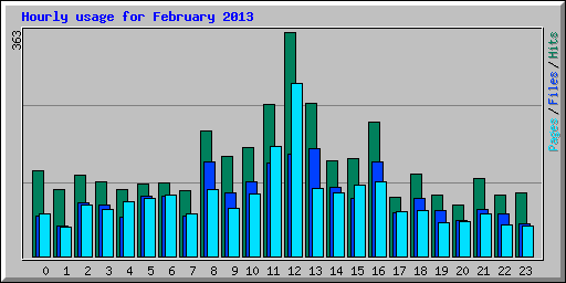 Hourly usage for February 2013